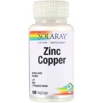 Цинк і Мідь Zinc Copper Solaray 100 вегетаріанських капсул: ціни та характеристики