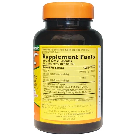 Естер-С з біфлавоноїдами Ester-C American Health 500 мг 120 капсул: ціни та характеристики