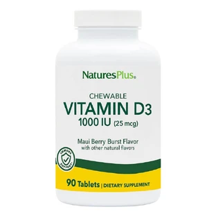 Жувальний вітамін D3 для дорослих Смак ягід 1000 МЕ Natures Plus 90 таблеток