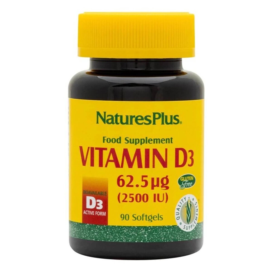 Вітамін D3 2500 МО Nature's Plus 90 гелевих капсул: ціни та характеристики