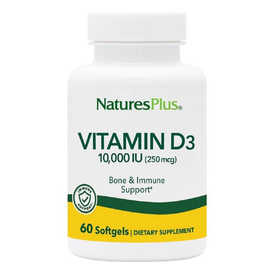 Витамин D3 10 000 МЕ Nature's Plus 60 гелевых капсул: цены и характеристики