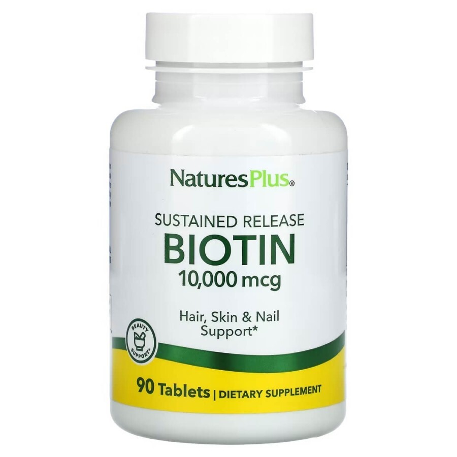 Біотин (В7) повільного вивільнення Nature's Plus 10 мг 90 таблеток: ціни та характеристики