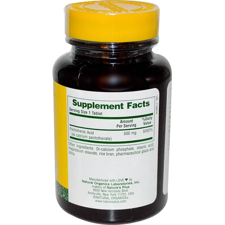Пантотеновая Кислота (B5) Pantothenic Acid 500 мг Natures Plus 90 таблеток : цены и характеристики