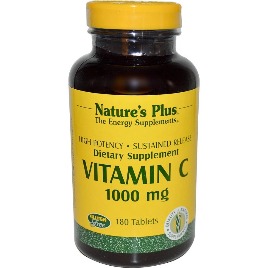 Вітамін С повільного вивільнення Natures Plus 1000 мг 180 таблеток: ціни та характеристики