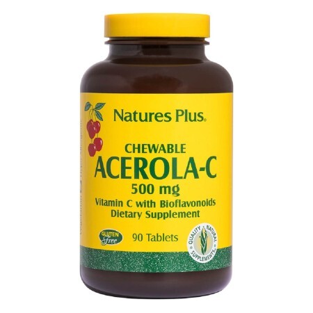 Ацерола-C Вітамін C з біофлавоноїдами 500 мг Nature's Plus 90 жувальних таблеток