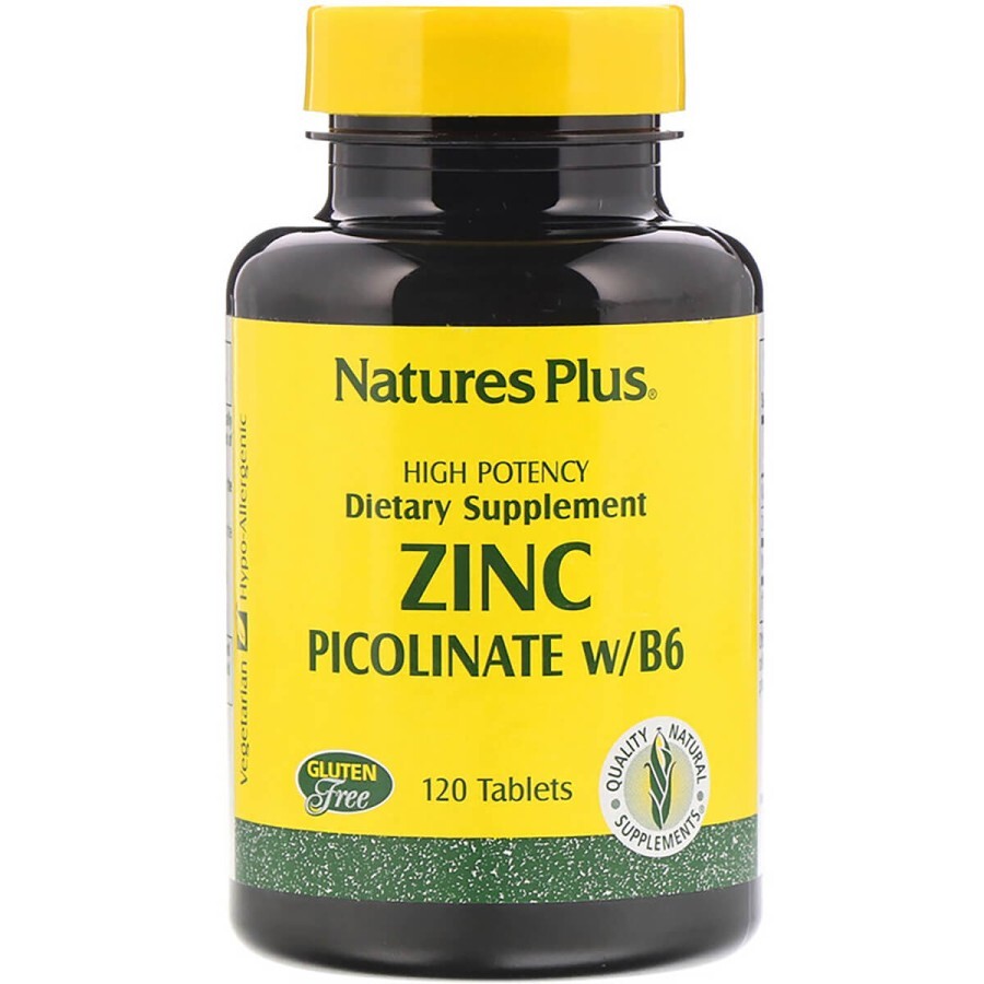 Цинк Пиколинат с витамином B-6 Natures Plus 120 таблеток: цены и характеристики