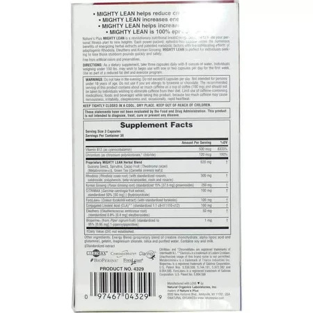 Формула схуднення для чоловіків Mighty Lean Natures Plus 90 капсул: ціни та характеристики