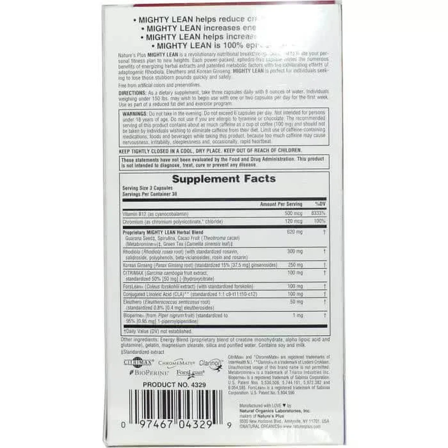 Формула схуднення для чоловіків Mighty Lean Natures Plus 90 капсул: ціни та характеристики