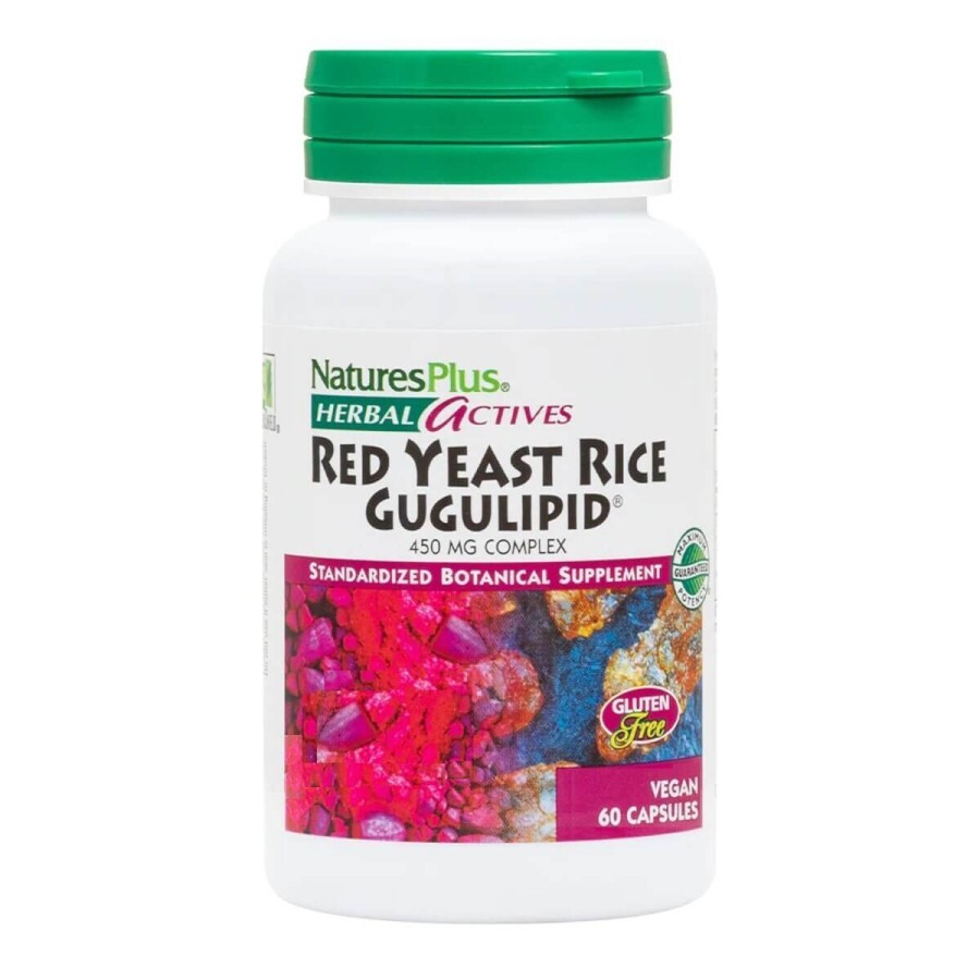 Красный дрожжевой рис + Гуггулстероны Herbal Actives Natures Plus 60 гелевых капсул: цены и характеристики
