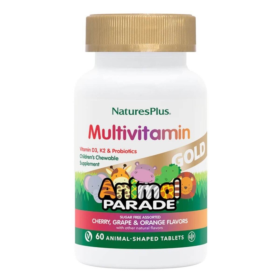 Мультивитамины для детей Animal Parade Gold Natures Plus 60 жевательных таблеток вкус ассорти: цены и характеристики