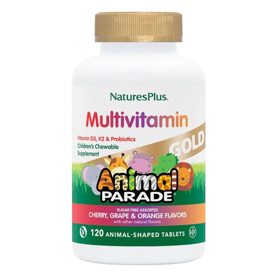 Мультивітаміни для дітей Animal Parade Gold Natures Plus 120 жувальних таблеток смак асорті: ціни та характеристики