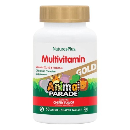 Мультивитамины для детей Animal Parade Gold Natures Plus 60 жевательных таблеток вкус вишни