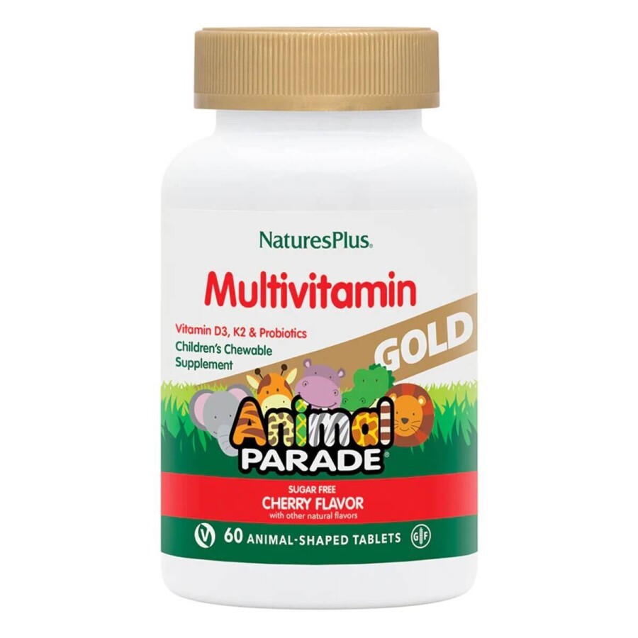 Мультивітаміни для дітей Animal Parade Gold Natures Plus 60 жувальних таблеток смак вишні: ціни та характеристики