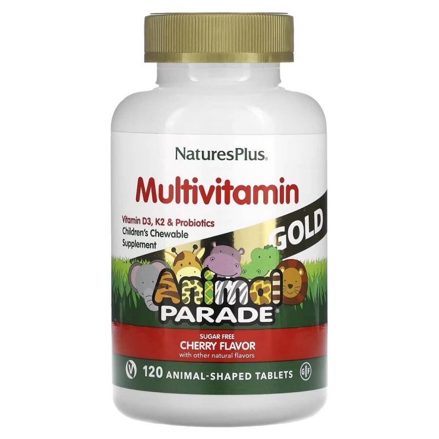 Мультивитамины для детей Animal Parade Gold Natures Plus 120 жевательных таблеток вкус вишни : цены и характеристики