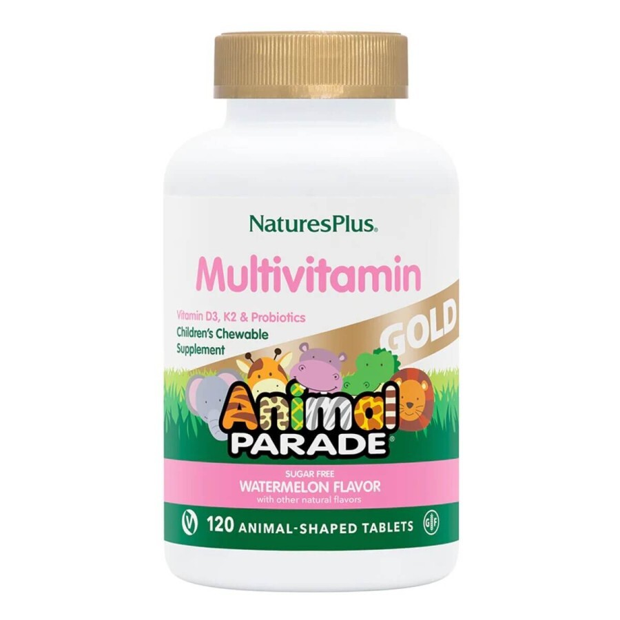 Мультивитамины для детей Animal Parade Gold Natures Plus 120 жевательных таблеток вкус арбуза : цены и характеристики