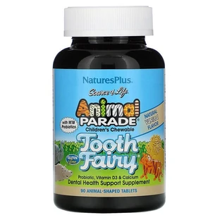Пробіотик для здоров'я зубів і порожнини рота для дітей Tooth Fairy Animal Parade Natures Plus 90 жувальних таблеток смак ванілі
