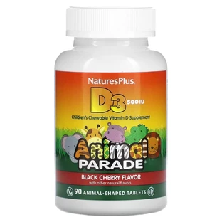 Вітамін D3 для дітей Animal Parade Natures Plus 90 жувальних таблеток смак чорної вишні