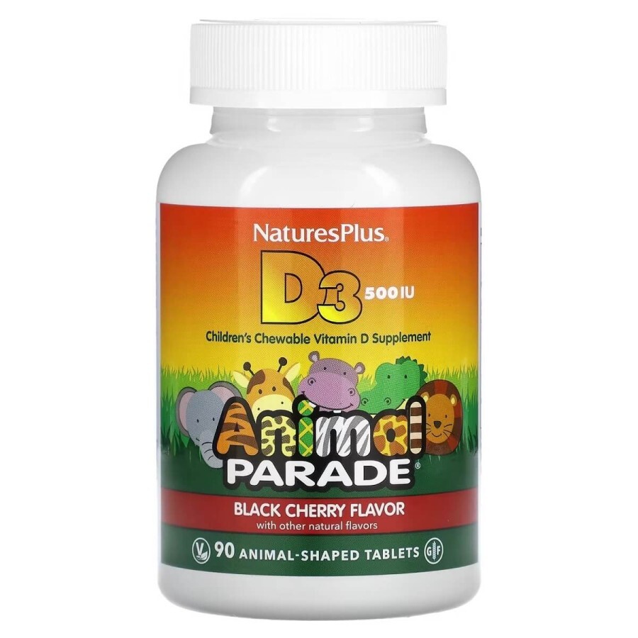Вітамін D3 для дітей Animal Parade Natures Plus 90 жувальних таблеток смак чорної вишні: ціни та характеристики