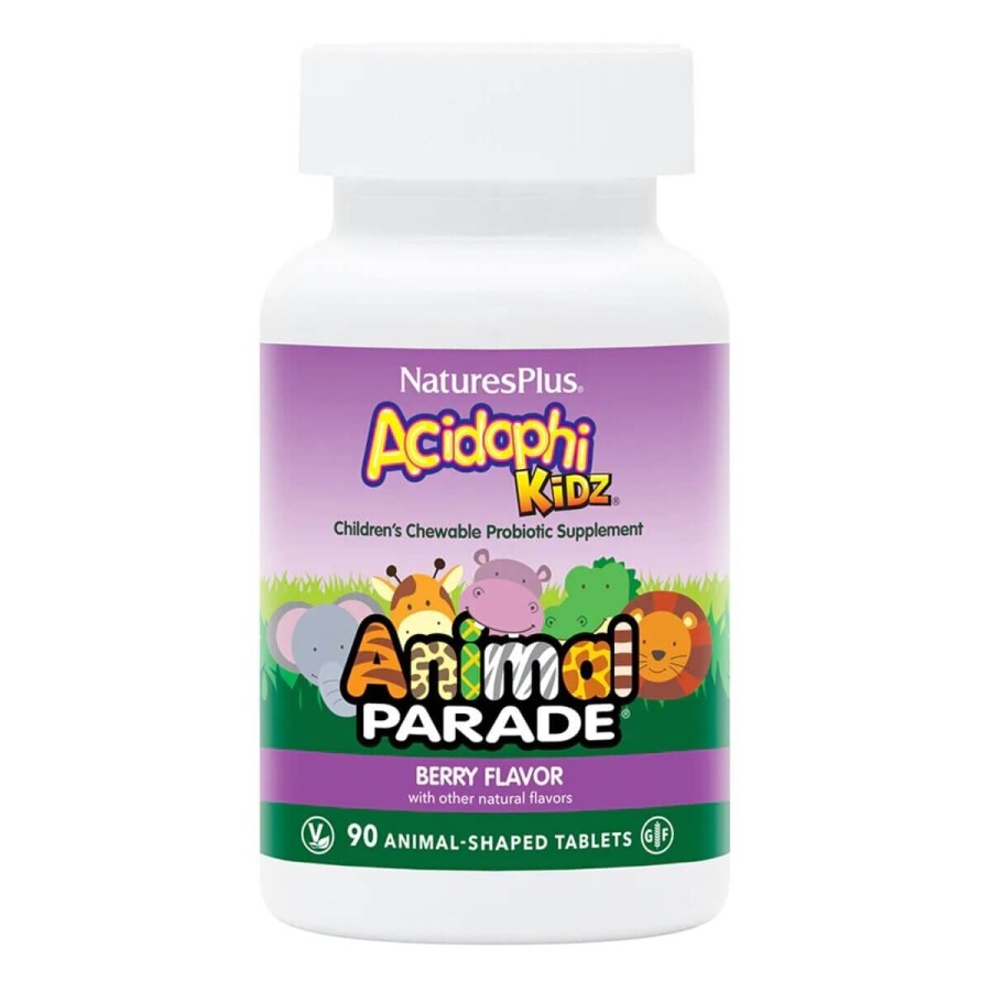 Пробіотичний комплекс для поліпшення травлення для дітей Animal Parade Natures Plus 90 жувальних таблеток смак ягід: ціни та характеристики