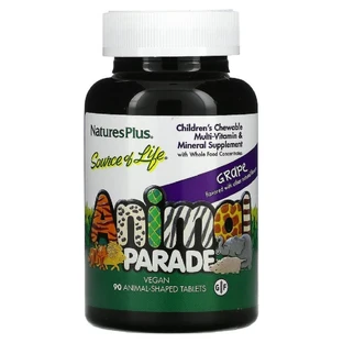 Мультивитамины для детей Animal Parade Natures Plus 90 жевательных таблеток вкус винограда