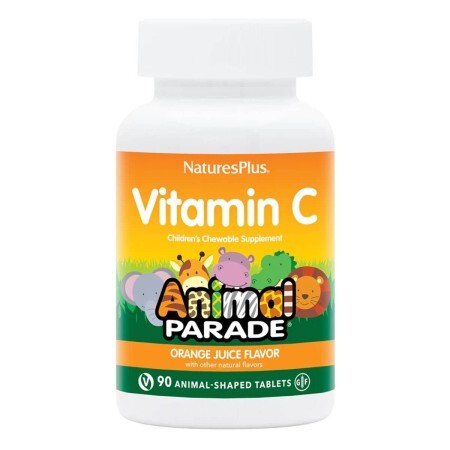 Витамин С для детей Animal Parade Natures Plus 90 жевательных таблеток  вкус апельсина 