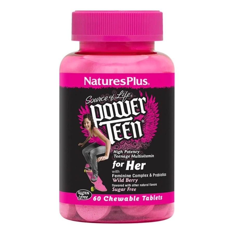 Мультивитамины для девушек Power Teen Natures Plus 60 жевательных таблеток вкус лесных ягод : цены и характеристики