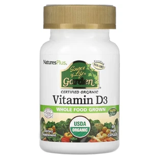 Органічний Вітамін D3 5000 МО Source of Life Garden Natures Plus 60 гелевих капсул