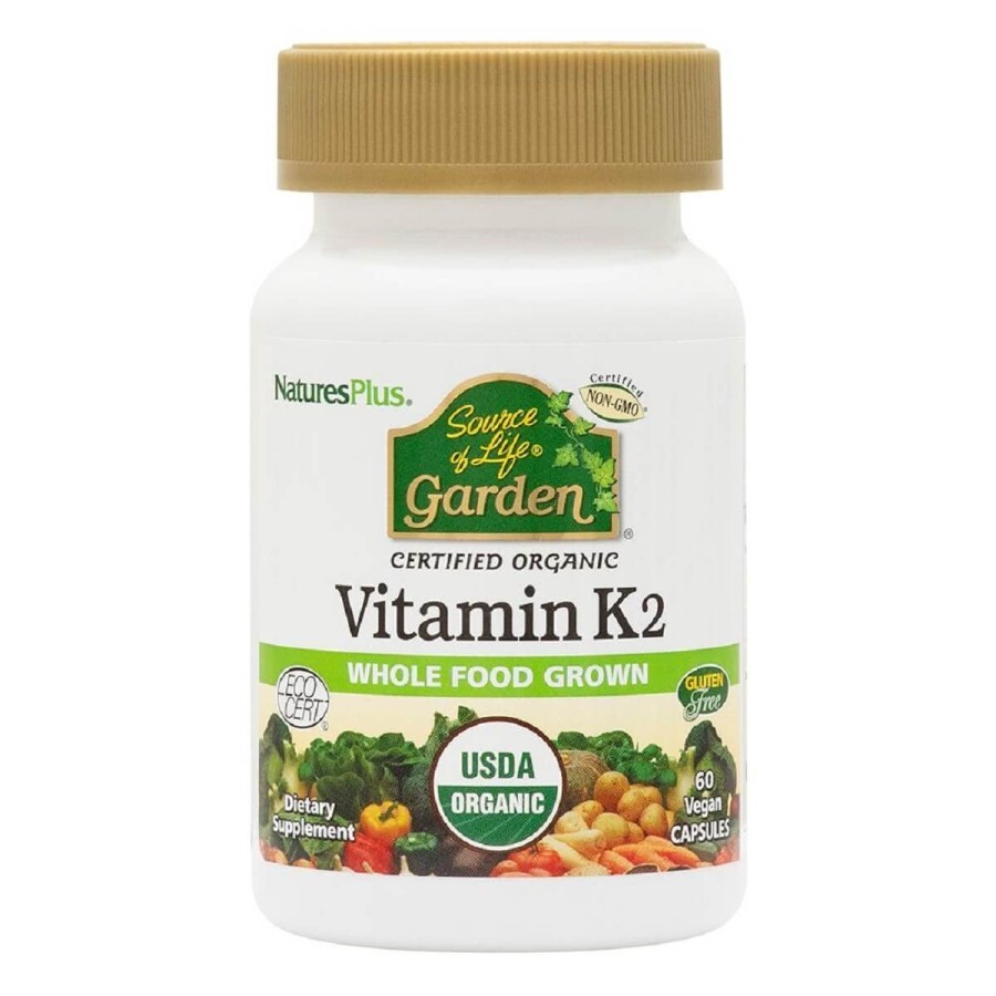 Органічний Вітамін K2 120 мкг Source of Life Garden Natures Plus 60 гелевих капсул: ціни та характеристики