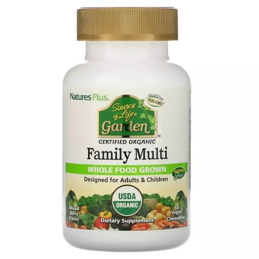 Органічні мультивітаміни для всієї родини Source of Life Garden Natures Plus 60 жувальних таблеток смак ягід: ціни та характеристики