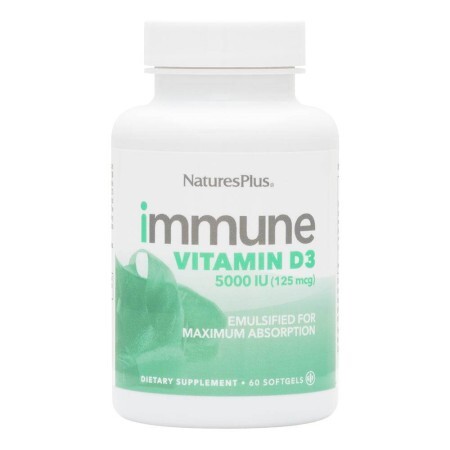 Витамин D3 для иммунитета Natures Plus 60 желатиновых капсул