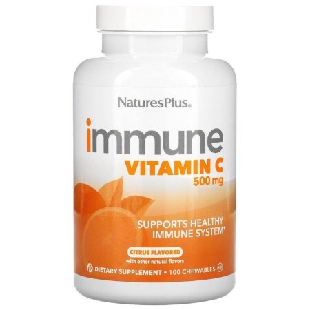 Вітамін С для імунітету Natures Plus 100 жувальних таблеток зі смаком апельсина