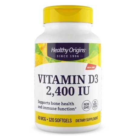 Вітамін D3 2400 МО Healthy Origins 120 желатинових капсул
