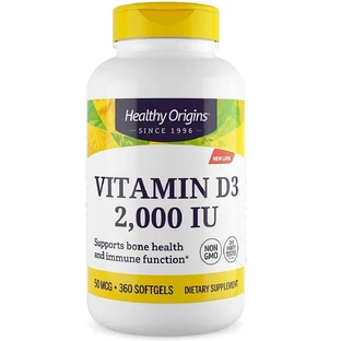 Витамин D3 2000 МЕ Healthy Origins 360 желатиновых капсул