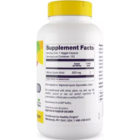 Альфа-липоевая кислота, 600 мг, Alpha Lipoic Acid, Healthy Origins, 150 капсул: цены и характеристики