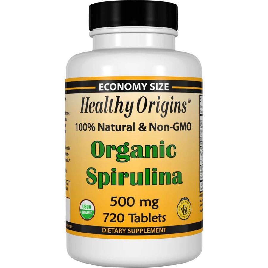 Органічна спіруліна Organic Spirulina Healthy Origins 500 мг 720 таблеток: ціни та характеристики
