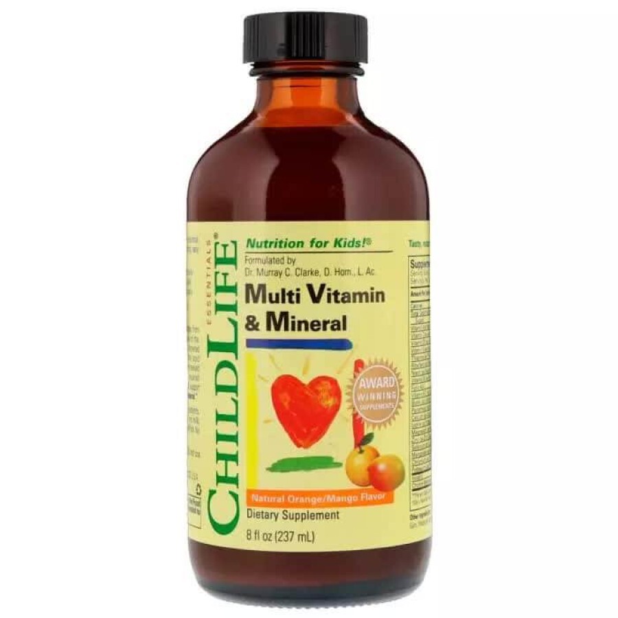 Рідкі мультивітаміни для дітей Multi Vitamin & Mineral ChildLife 237 мл смак апельсин-манго: ціни та характеристики