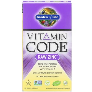 Сирий Цинк RAW Zinc Garden of Life 60 веганських капсул