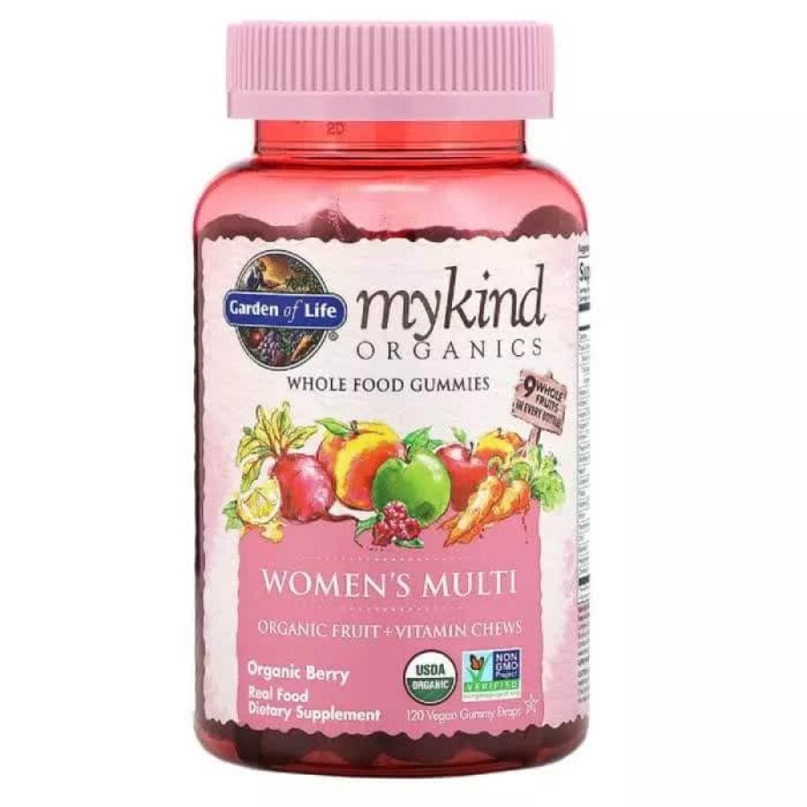 Органические мультивитамины для женщин MyKind Organics Garden of Life 120 вегетарианских жевательных конфет органические ягоды: цены и характеристики