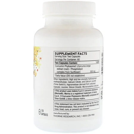 Фітосоми куркуміну Meriva-SF Curcumin Phytosome Thorne Research 120 капсул: ціни та характеристики