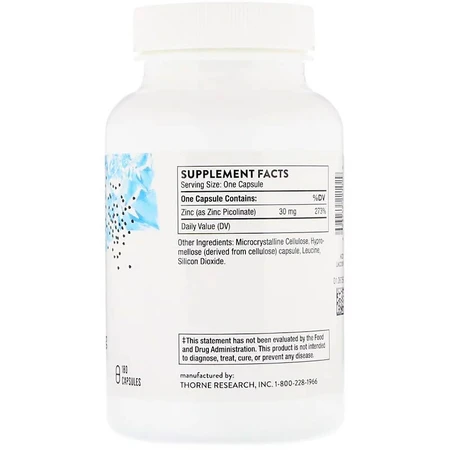 Цинк Піколінат Thorne Research Zinc Picolinate 30 mg 180 капсул: цены и характеристики
