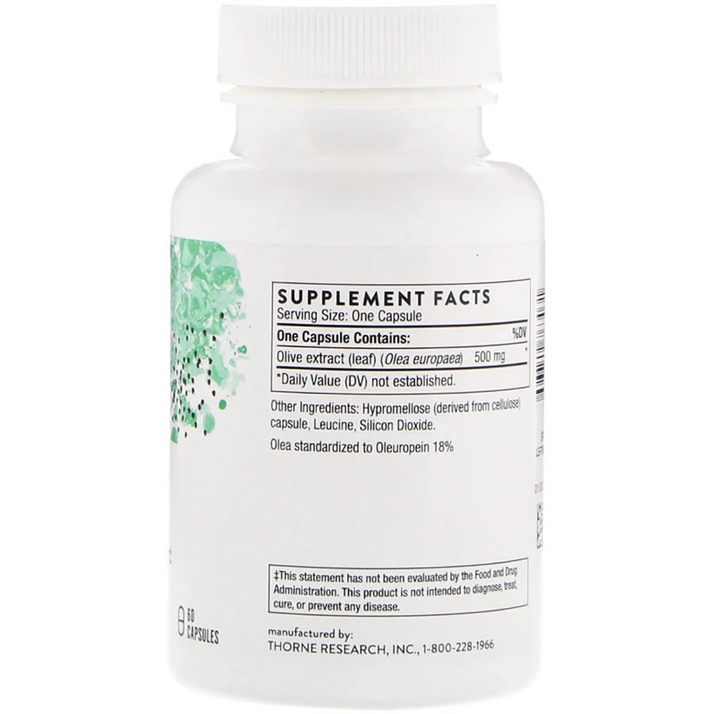 Экстракт из листьев оливкового дерева Thorne Research Olive Leaf Extract 60 капсул: цены и характеристики