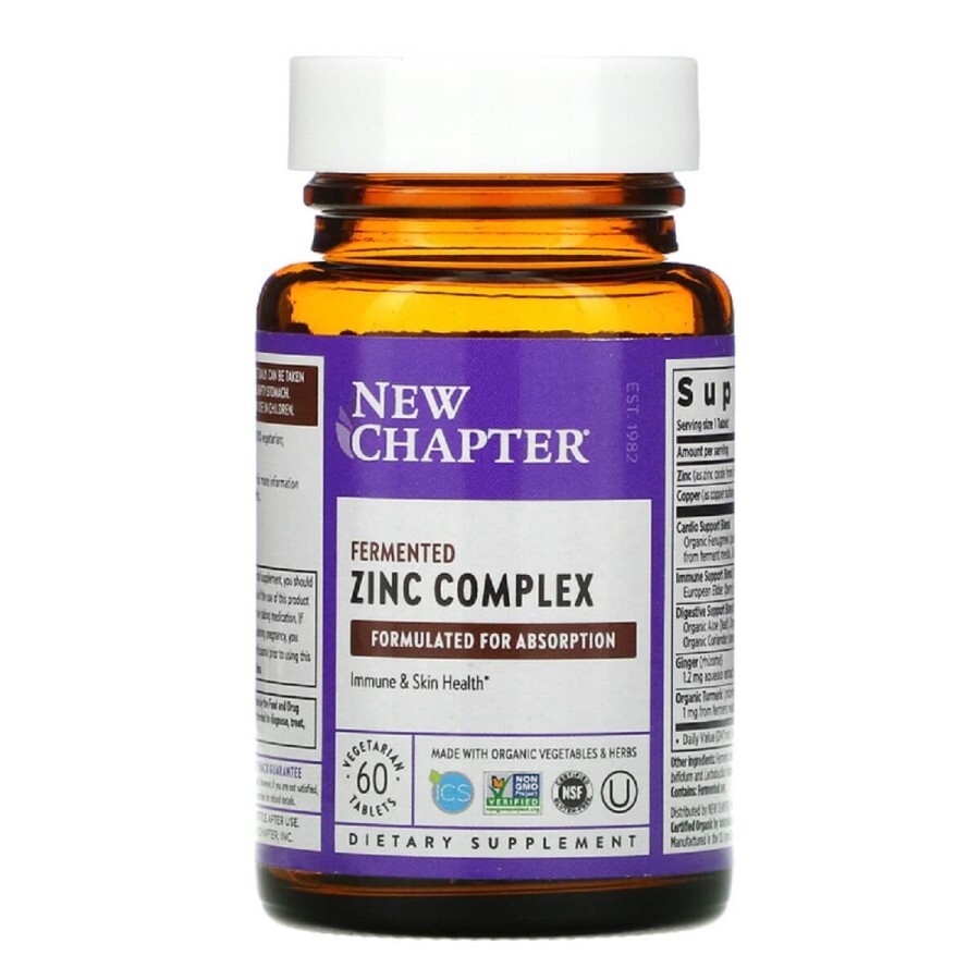 Натуральний харчовий комплекс з цинком Zinc Food Complex New Chapter 60 таблеток: ціни та характеристики