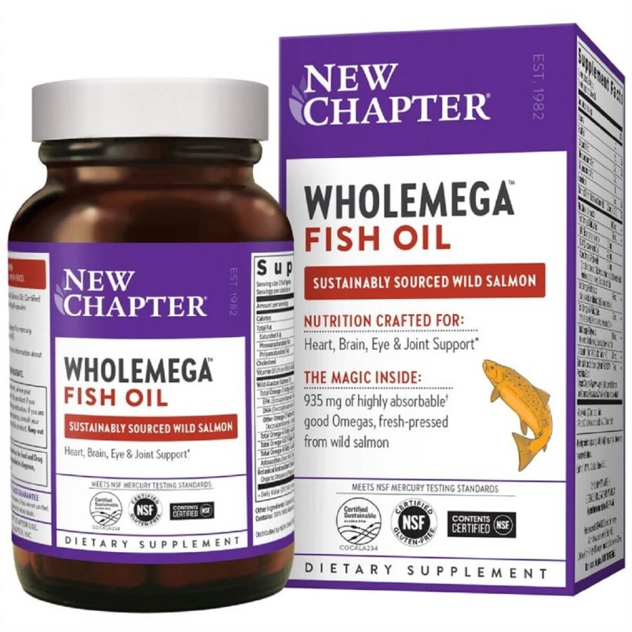 Жир аляскинського лосося 1000 мг Wholemega Fish Oil New Chapter 30 желатинових капсул: ціни та характеристики