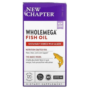 Жир аляскинского лосося 1000 мг Wholemega Alaskan Salmon Oil New Chapter 120 желатиновых капсул
