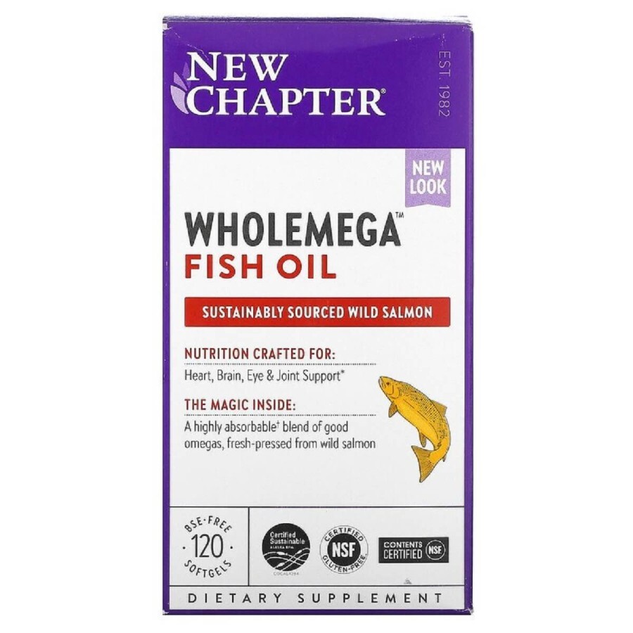 Жир аляскинского лосося 1000 мг Wholemega Alaskan Salmon Oil New Chapter 120 желатиновых капсул: цены и характеристики