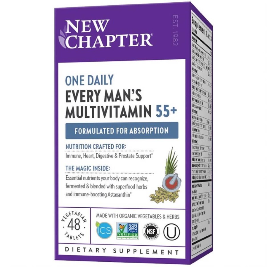 Ежедневные мультивитамины для мужчин 55+ Every Man's One Daily New Chapter 48 таблеток: цены и характеристики