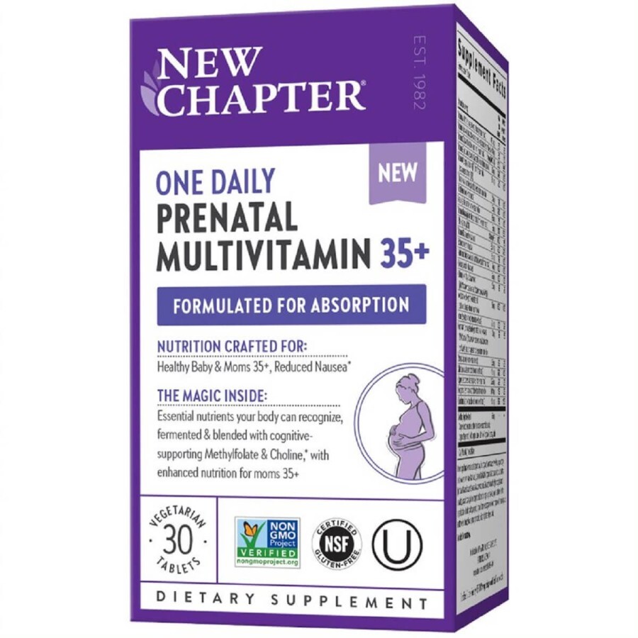 Щоденні мультівітаміни для вагітних One Daily Prenatal Multivitamin 35+ New Chapter 30 таблеток: ціни та характеристики