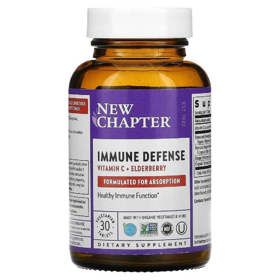 Імунний захист вітамін C і бузина Immune Defense Vitamin C + Elderberry New Chapter 30 вегетаріанських таблеток: ціни та характеристики