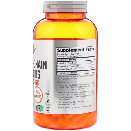 Комплекс аминокислот с разветвлёнными цепями Branched Chain Amino Acids Now Foods 240 капсул: цены и характеристики
