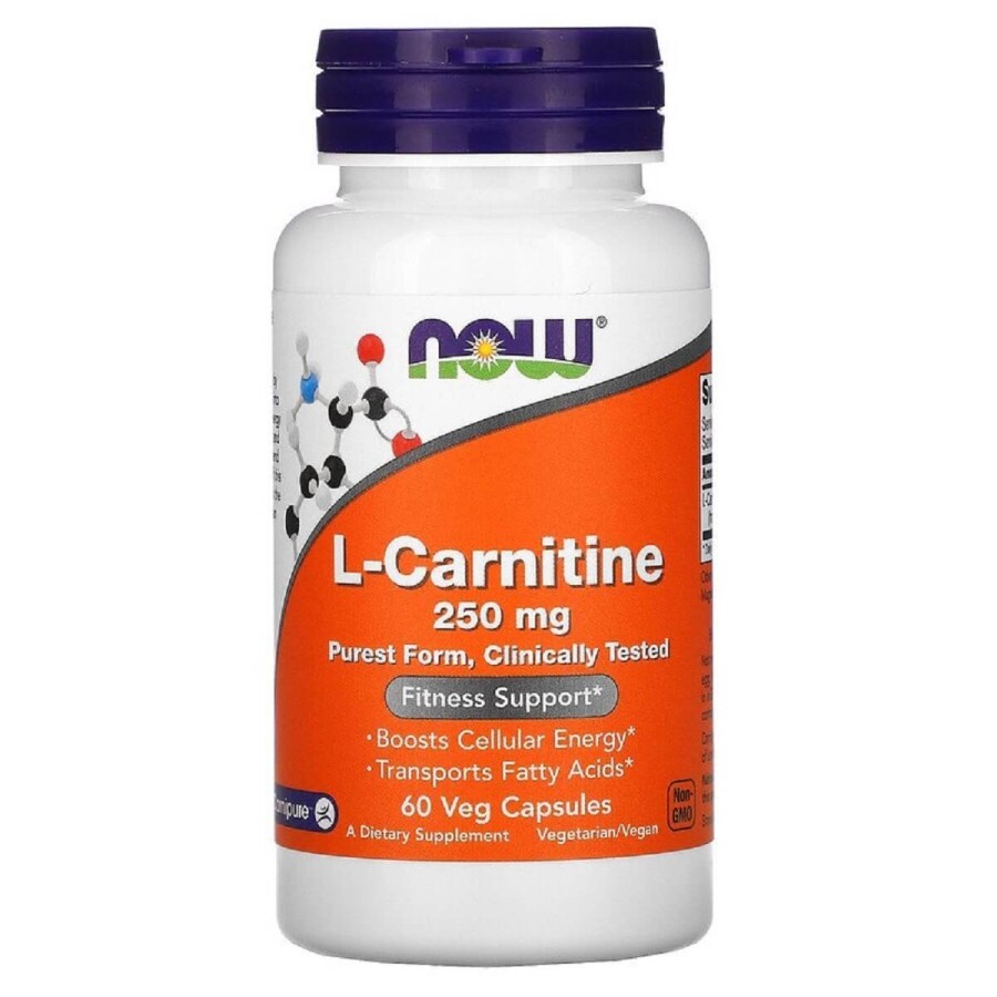L- Карнитин L-Carnitine Now Foods 250 мг 60 вегетаріанських капсул: ціни та характеристики
